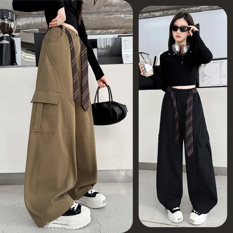 女童秋季时尚休闲工装裤6~12岁中大童宽松潮流洋气韩版百搭时髦超