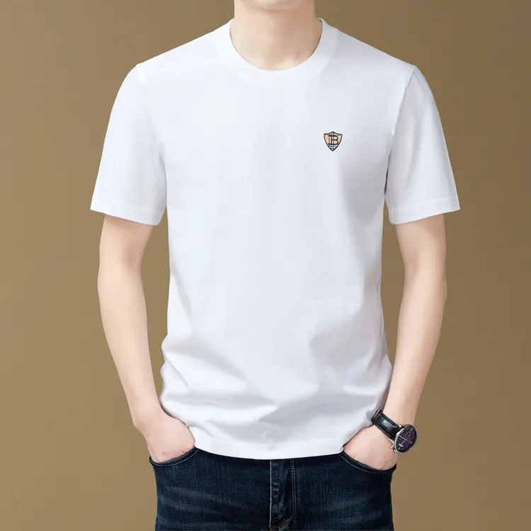 奥莱撤柜【专柜正品】夏季高品质纯棉短袖t恤男士圆领商务休闲上衣