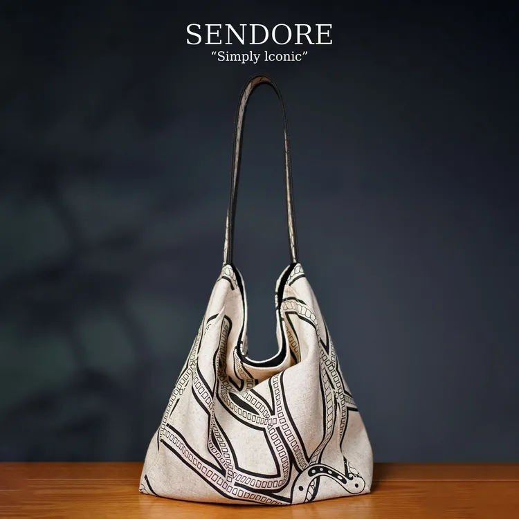 SENDORE 森岛/托特包 时尚休闲小众亚麻新款小马托特包