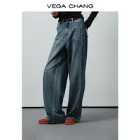 VEGACHANG【潮流新宠】牛仔裤女2025年新款秋季垂坠感阔腿裤0353DN