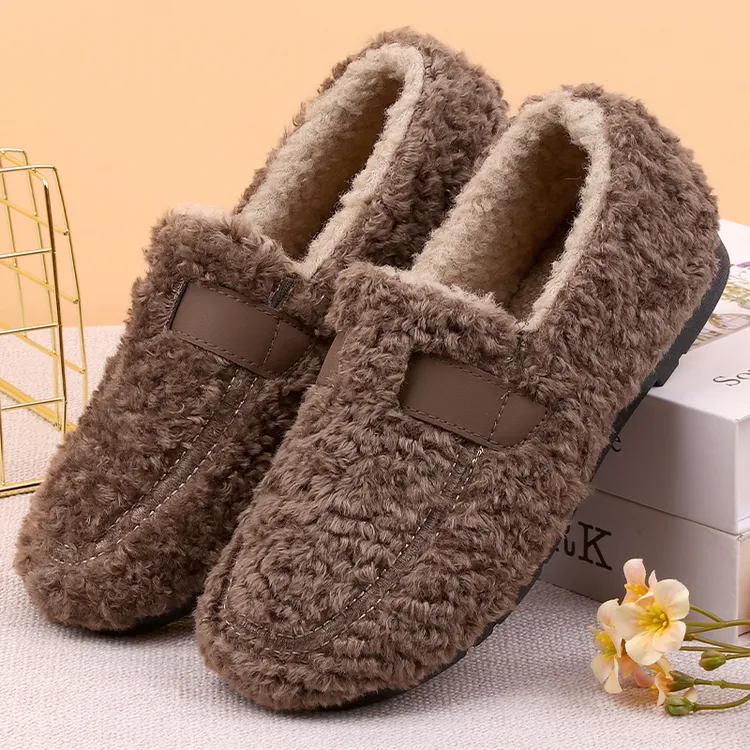 冬季新款棉鞋女一脚蹬保暖豆豆鞋毛毛鞋舒适防滑妈妈鞋百搭休闲鞋