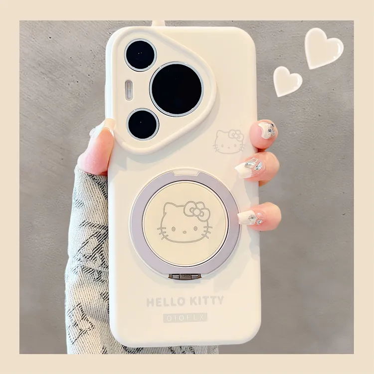 液态硅胶360度磁吸支架适用华为pura70pro+手机壳可爱卡通Kitty猫