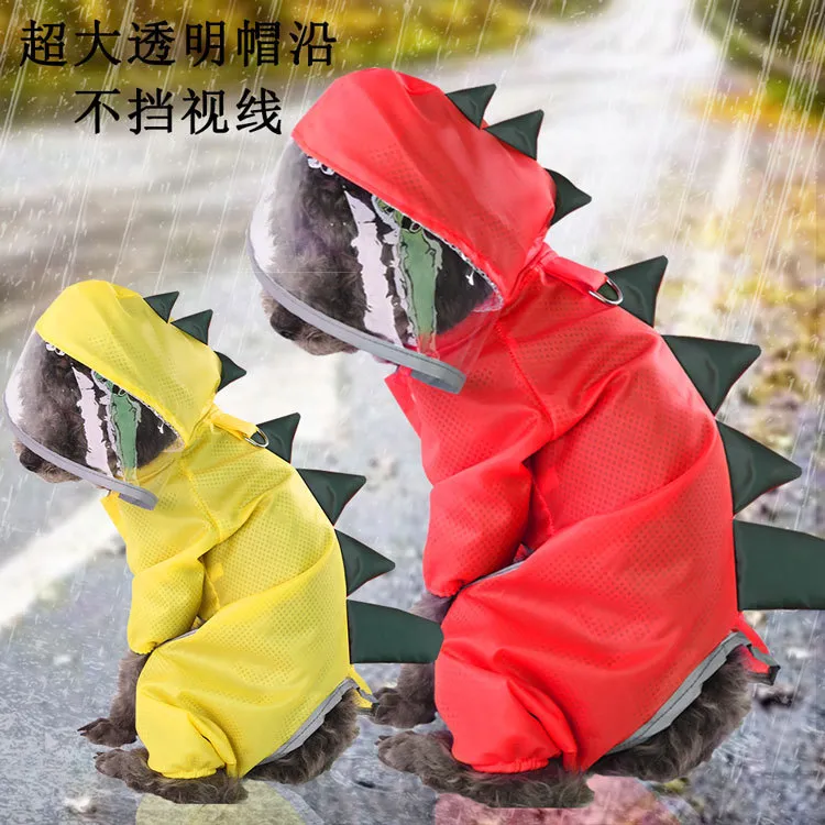 涤纶宠物猫咪狗狗四脚防水雨衣恐龙猫变身泰迪比熊狗用品直销雨天