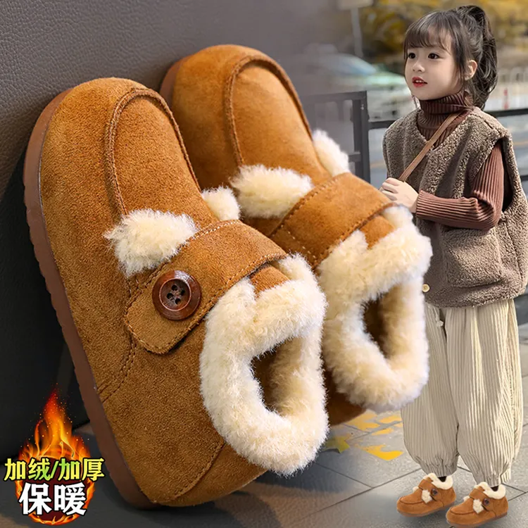 阿童木儿童棉鞋冬季女童加绒保暖勃肯鞋2025新款宝宝毛毛雪地鞋潮
