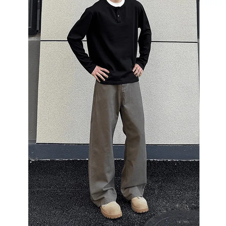 美拉德水洗微喇牛仔裤男款秋季美式A字版型休闲裤宽松直筒工装裤