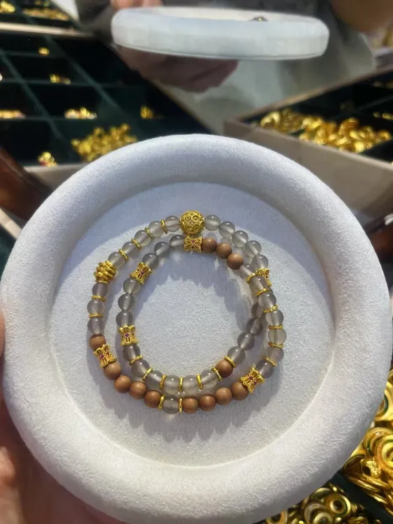 铜合金手链 铢贮高奢彩色镂空珠手工手串手饰饰品黄色多层精美