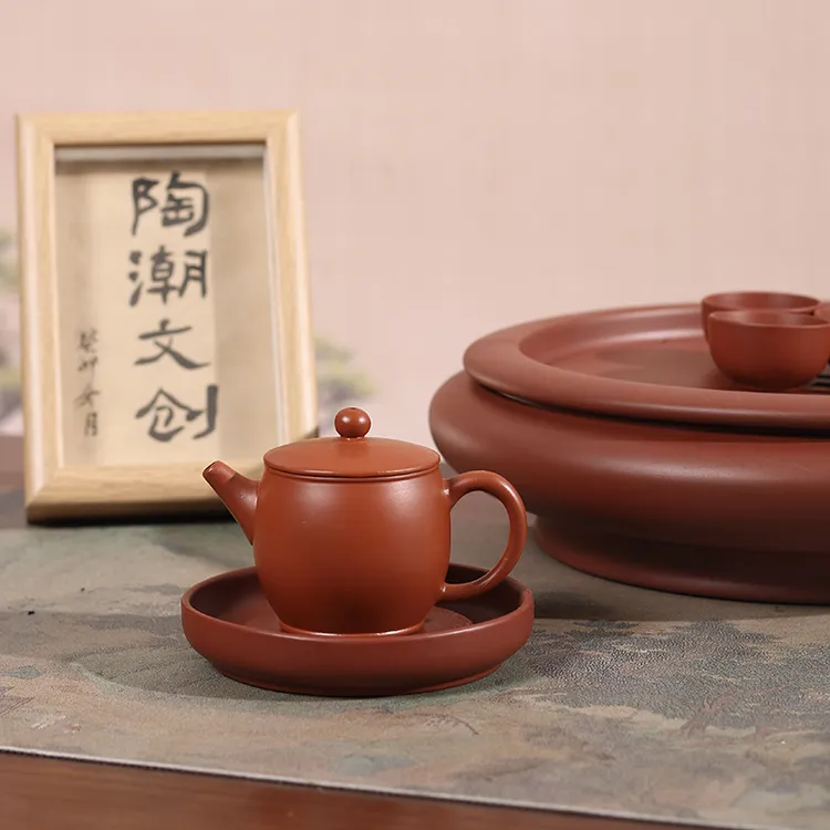 老安顺功夫茶冲罐朱泥手工汉瓦潮州手拉壶三杯家用小茶壶纯手工壶
