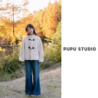 复古立领牛角扣皮毛外套