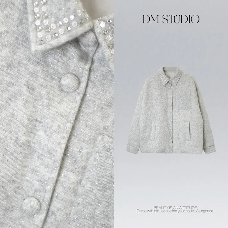 DEDM•STUDIO/重工厚款冬季亮片翻领90白鹅绒服2511YRF/YR2522091