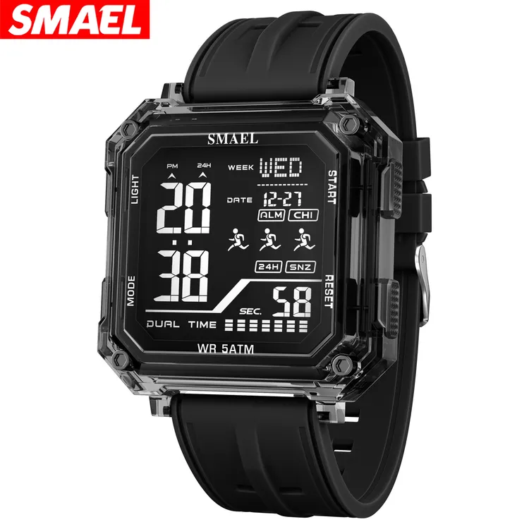 SMAEL8129高颜值小众多INS方形防水电子手表适合初高中学生多功能
