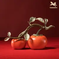 铜师傅 《好事成双》客厅桌面铜柿子摆件 家居装饰品 乔迁礼物