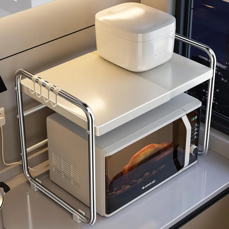可伸缩微波炉置物架厨房多功能电饭锅支架台面烤箱锅电器收纳层架