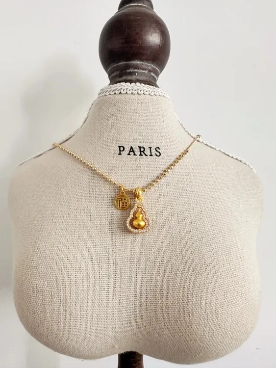 合金锆石项链 福禄宝葫芦项链轻奢百搭时尚镶嵌气质精致坠链