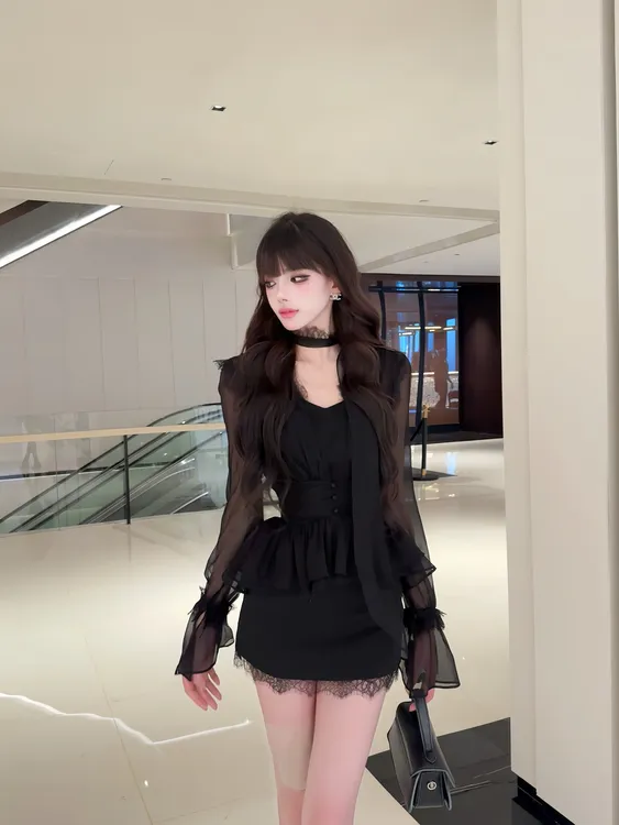 【精选优品】少女风辣妹风法式纯欲风时尚套装显瘦女装251247