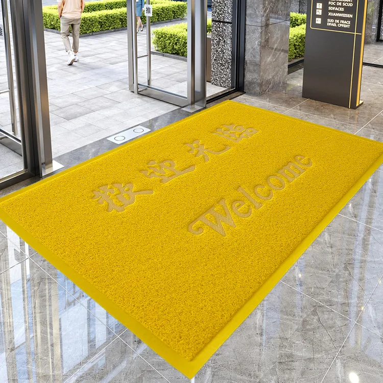 黄色商铺大尺寸欢迎光临入户门垫丝圈地垫大门口防滑地毯入户门垫