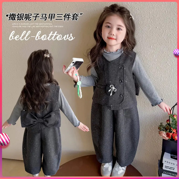 子三件套童装儿童女童2025年款衣服炸街潮服韩版儿童秋款连帽外套
