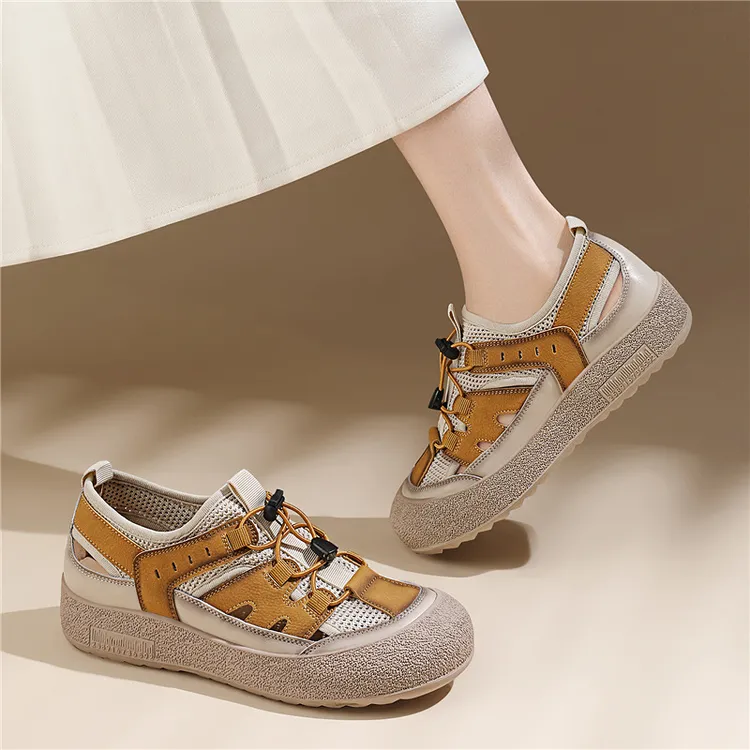 新款皮凉鞋女夏季透气镂空户外休闲百搭沙滩鞋防滑软底包头洞洞鞋