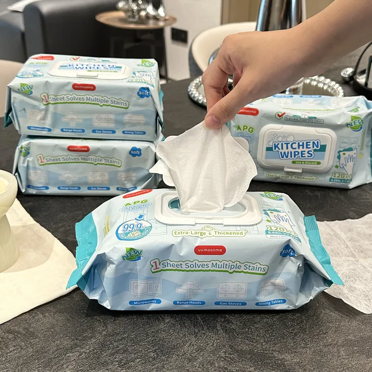 UU家用厨房湿巾120抽物以可大包装一次性去油抽油烟机专用湿巾