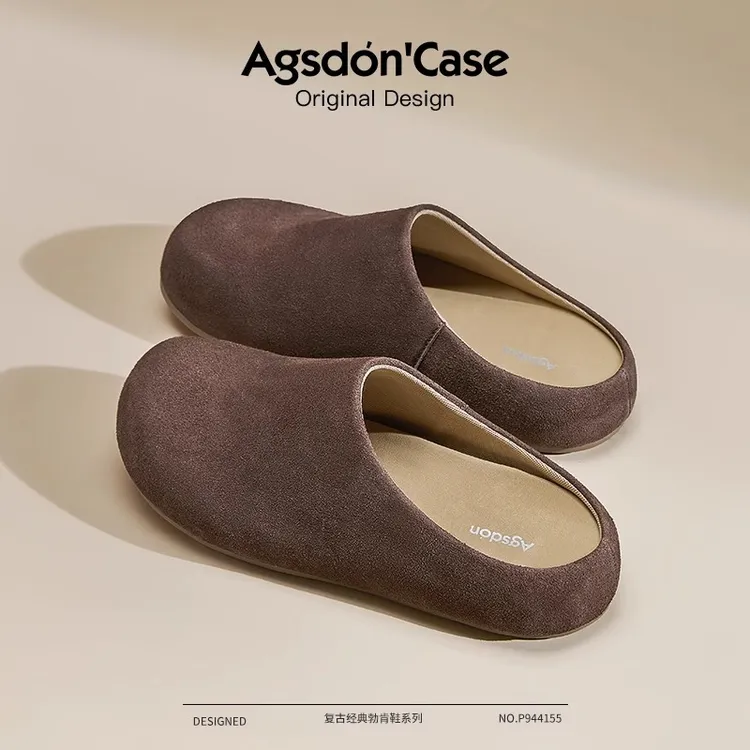 奥古狮登厚底勃肯鞋女2026春季新款软底包头半拖一脚蹬懒人单鞋H