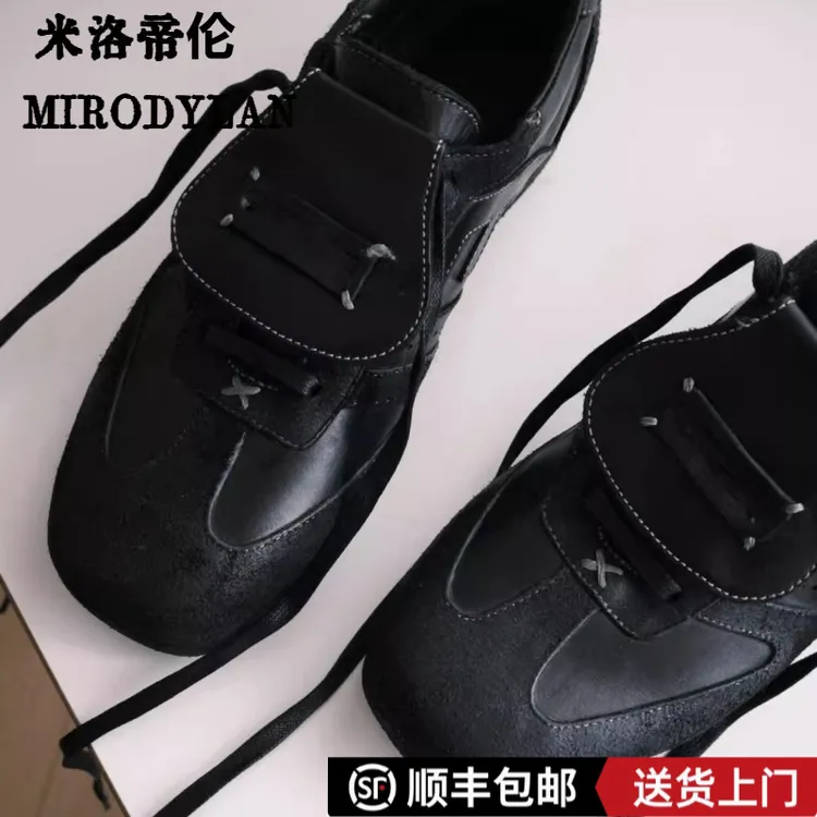 方头夏季德训鞋男女同款情侣透气平底轻便复古英伦风休闲通勤皮鞋