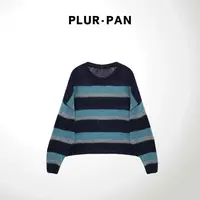PLUR·PAN撞色条纹慵懒风长袖针织衫