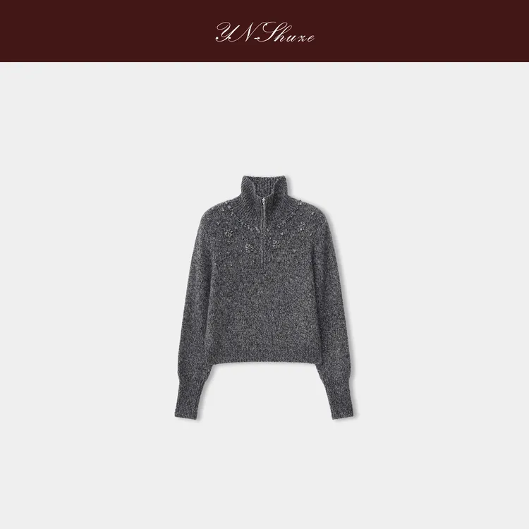 YN-SHUZE秋冬高领钉珠山羊绒毛衣SZ-YNB-L6672