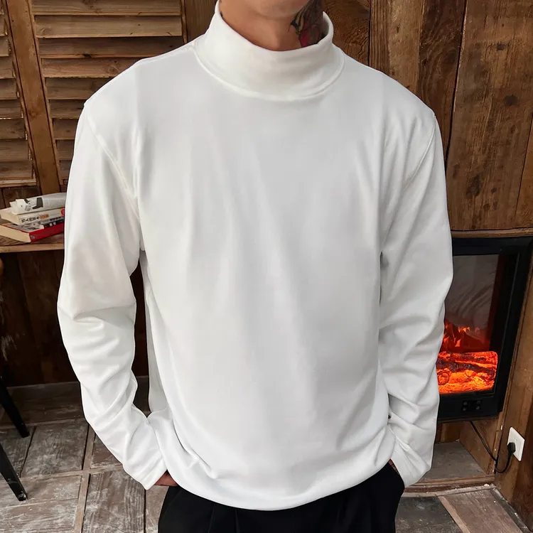 OXFREAK「基础款 秋冬口粮」德绒半高领长袖t恤男秋冬季内搭打底衫