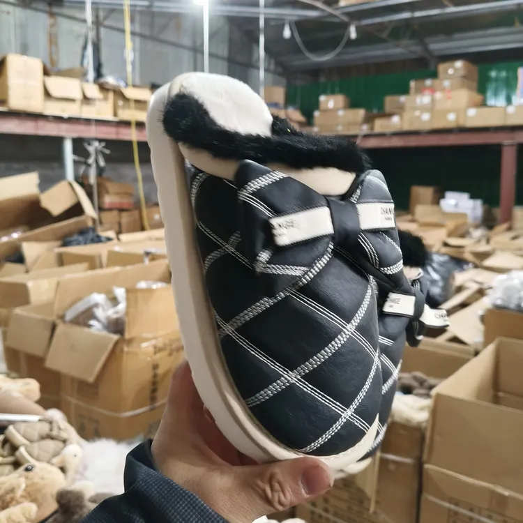 高氏路防水蝴蝶结棉拖鞋女士冬季可爱室内家居加厚防滑保暖棉拖女