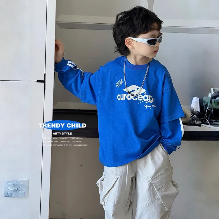 男童克莱因蓝字卫衣2025新款儿童秋季男孩长袖印花上衣春秋款童装