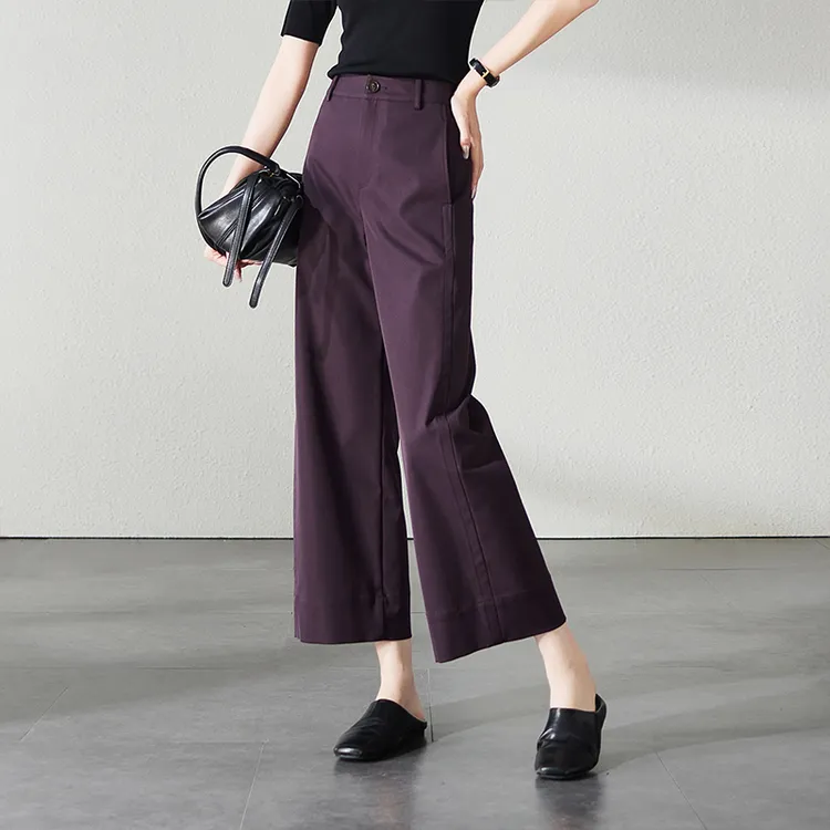 索菲丝尔2025秋装新款简约通勤时尚高腰阔腿裤女九分休闲裤531117