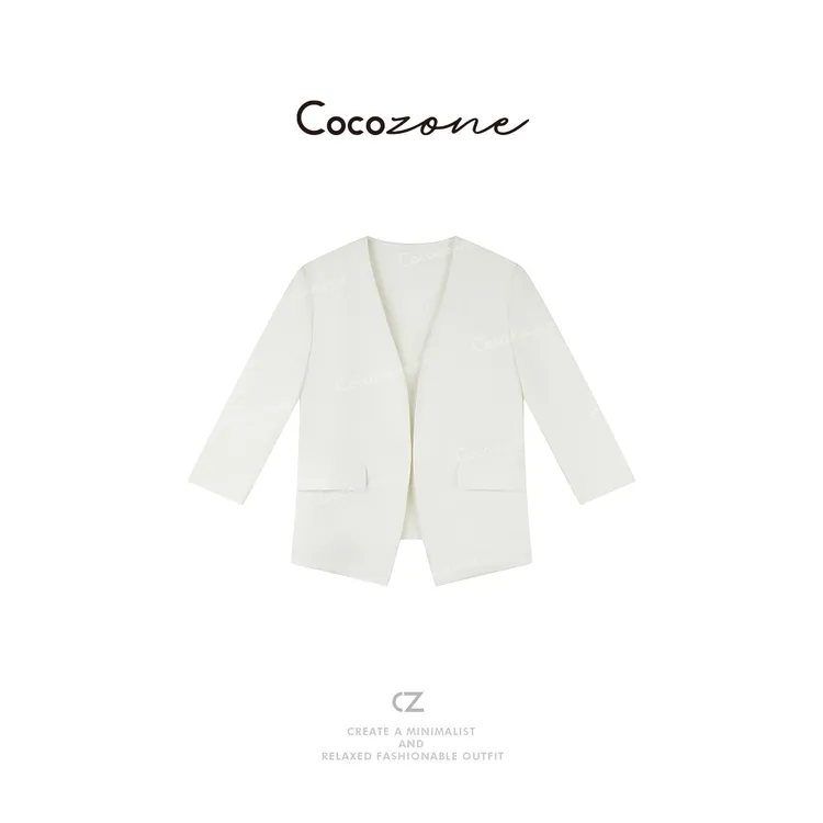 COCO ZONE 刘一一【100亚麻】V 领肌理感文艺风外套 CD1A1128