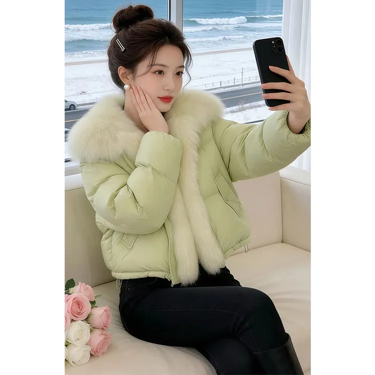 香朵儿【霜降寒轻】轻奢千金风毛领设计棉服女2026冬季新款保暖棉衣