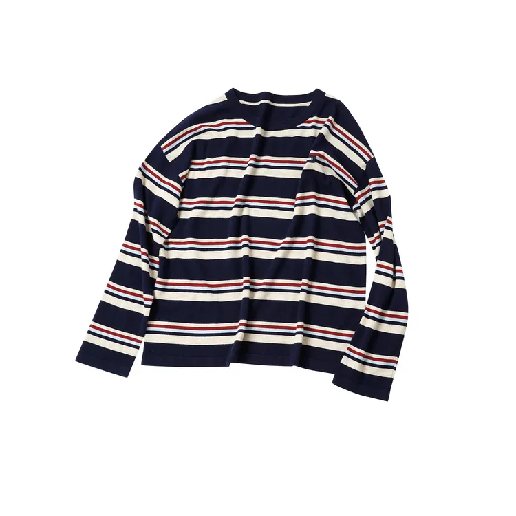 【复古条纹毛衣】绵羊毛 MKMY57339早秋新款舒适复古撞色条纹毛衣