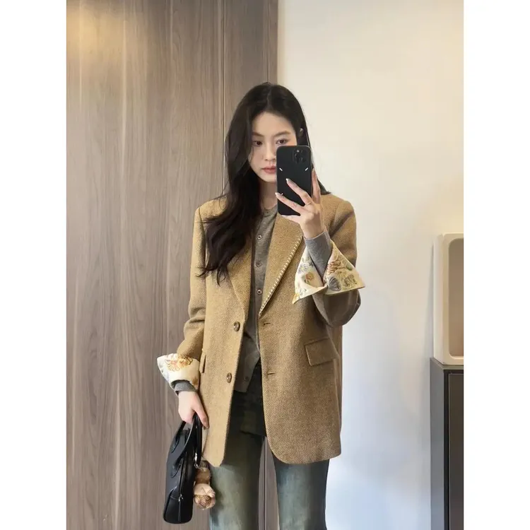 2025早春新款高级感西装外套女韩版英伦风小个子上衣百搭牛仔裤