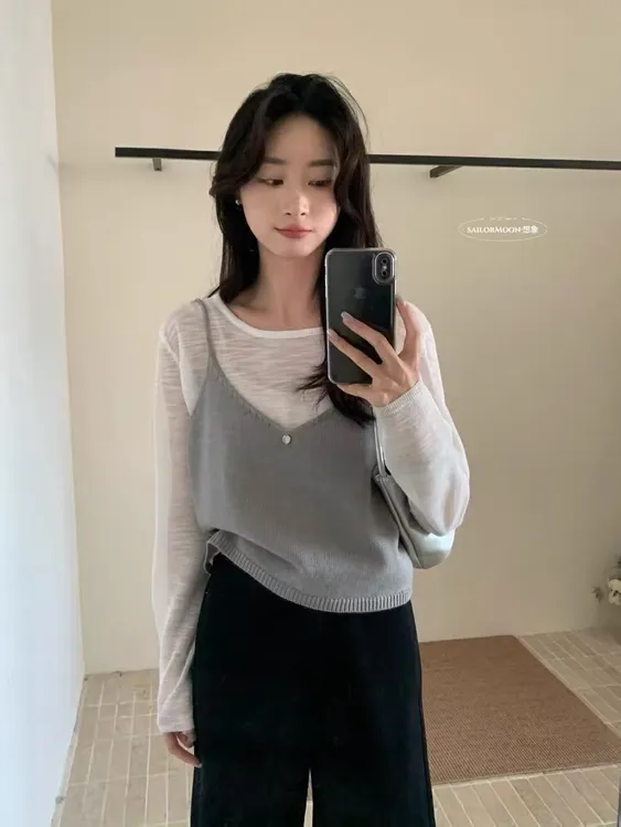 少女风时尚套装假两件韩版洋气套装极简风中国队INS风长袖