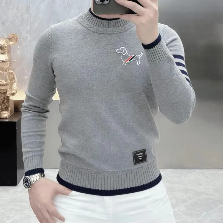 欧版男士秋冬毛衣针织衫针织秋冬百搭打底衫保暖圆领男高级感穿搭