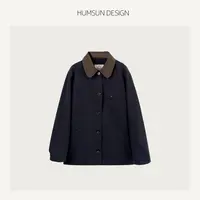 HUMSUN/禾木笙「扎古」定纺砂洗棉复古格纹里布row风廓形外套 5A362