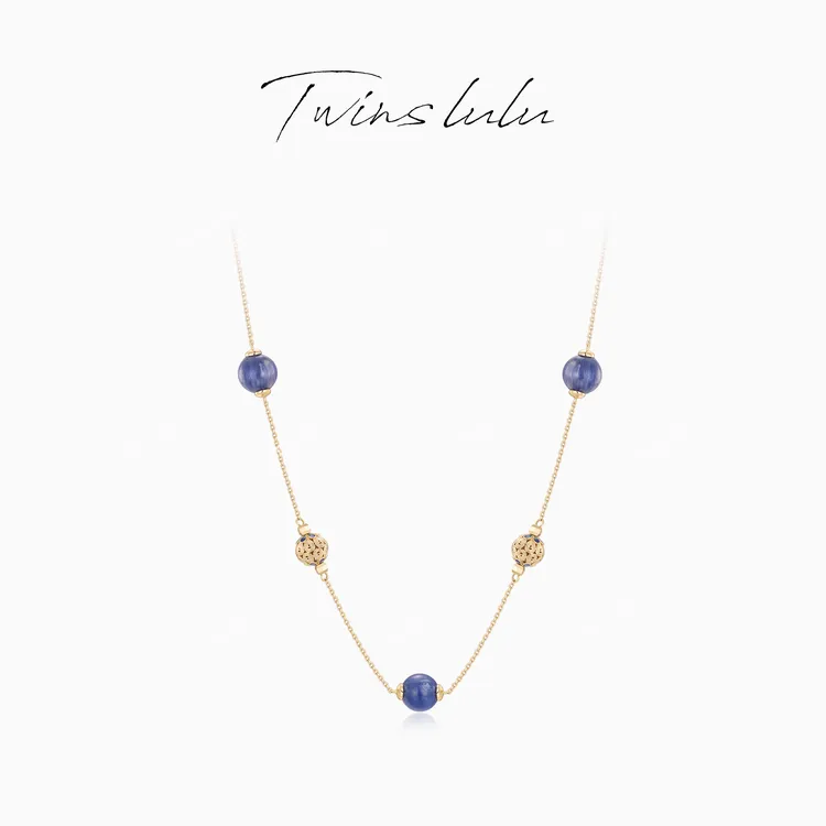 TWINS LULU【景泰蓝珠】新年款 时尚简约轻奢圆形蓝色项链TSJ7921
