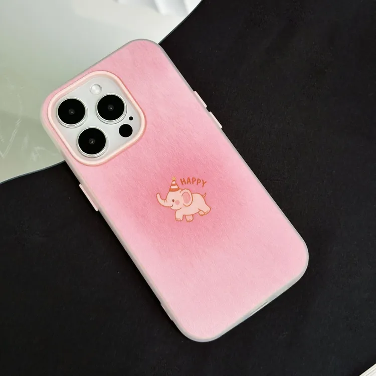 果冻壳适用iphone16手机壳简约可爱粉色晕染小飞象手机保护壳