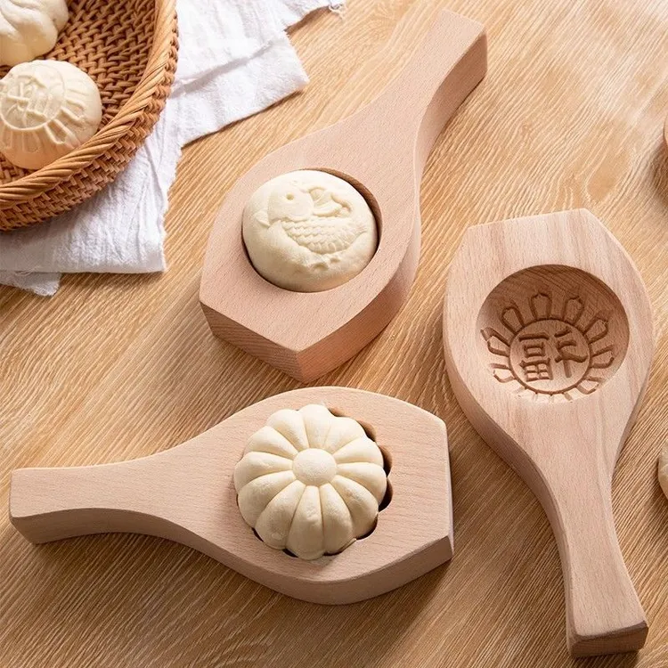 蒸做花样饽饽馍馍包子馒头模具流沙豆沙包蛋黄酥饼木质烘焙模子