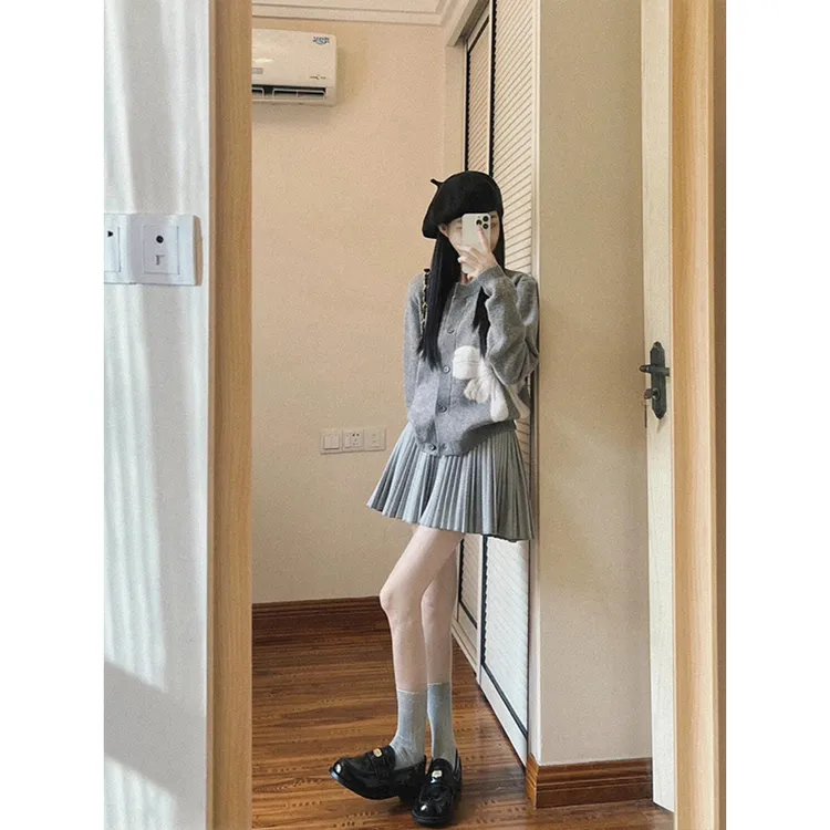一整套入秋穿搭miu里miu气连衣裙子韩剧女主穿搭小香学院风套装裙