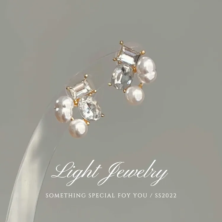 铜合金仿珍珠耳饰 日韩女耳饰简约小香风温柔百搭法式 白珠闪锆