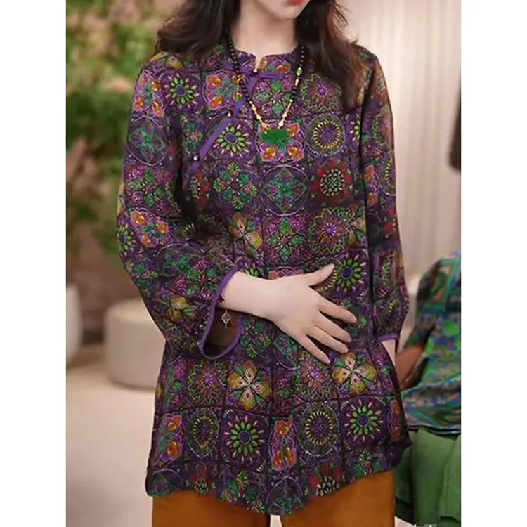 轻奢大牌新中式国风中长款小衫秋季新款时尚气质复古洋气显瘦上衣