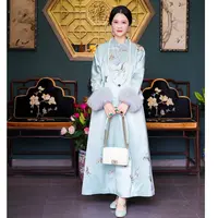 【云裳溪2025｜9月天津 新款】 传统国风薄荷蓝色刺绣套装