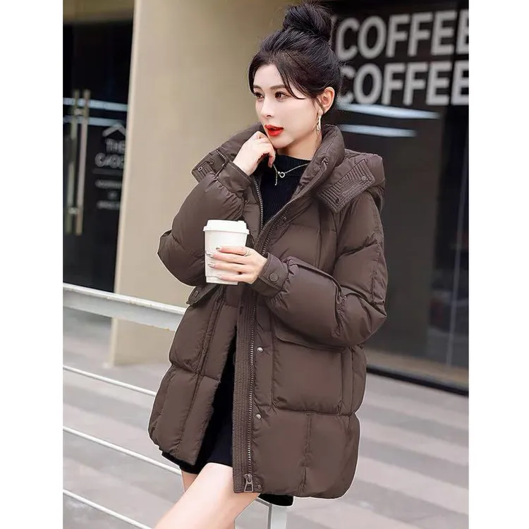 中长款羽绒棉服女小个子洋气2025冬新款小众设计感高端棉袄厚外套