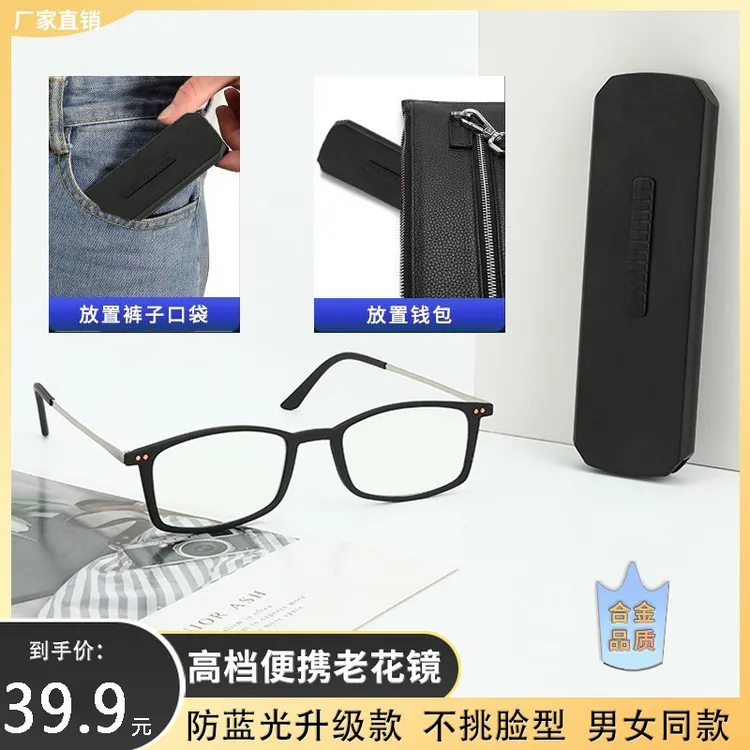 【国产新升级】推拉式便携老花镜 超轻高档中老防蓝光眼镜便携护目商品图