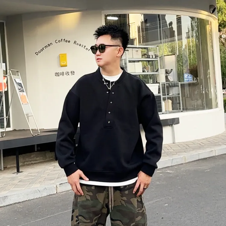 LKT.NINE设计感拼接假两件卫衣男秋冬潮牌男装宽松休闲打底衫7287