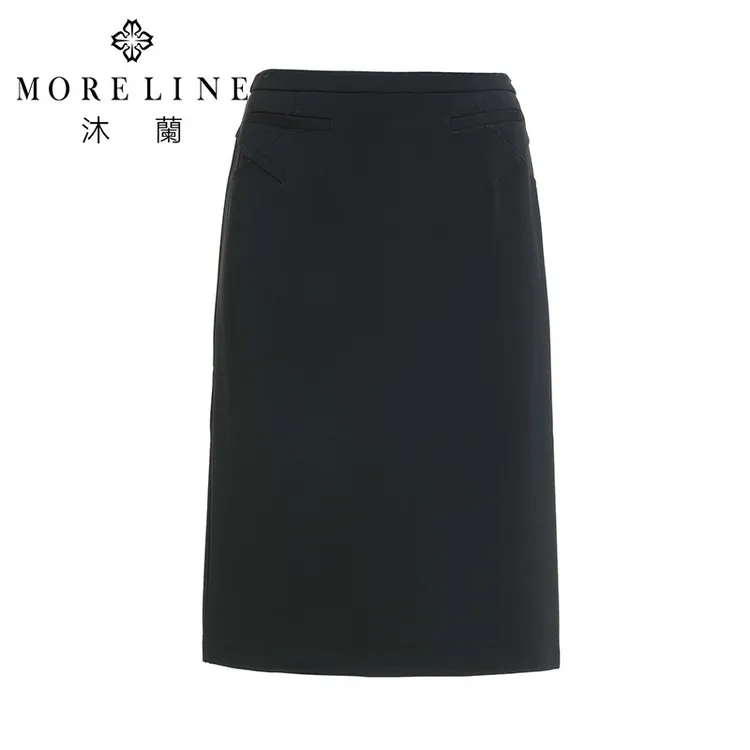 沐兰商场同款弹力修身包臀裙女2025年春季新款纯色修身百搭半身裙