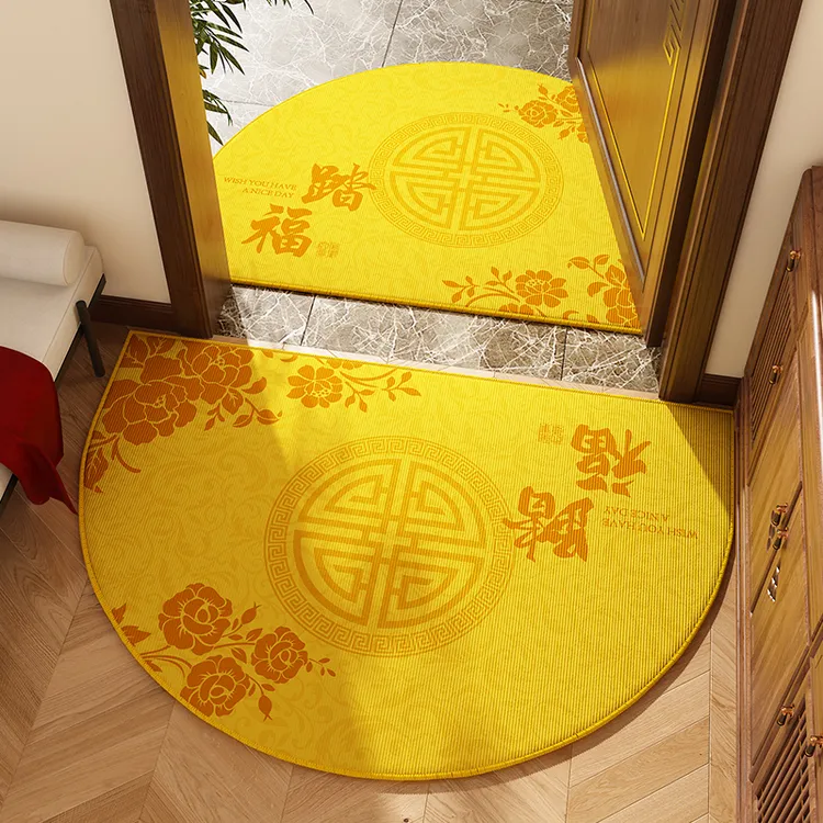 半圆金黄色入户门地垫踏福招财进门地毯玄关门口脚垫乔迁2026新款