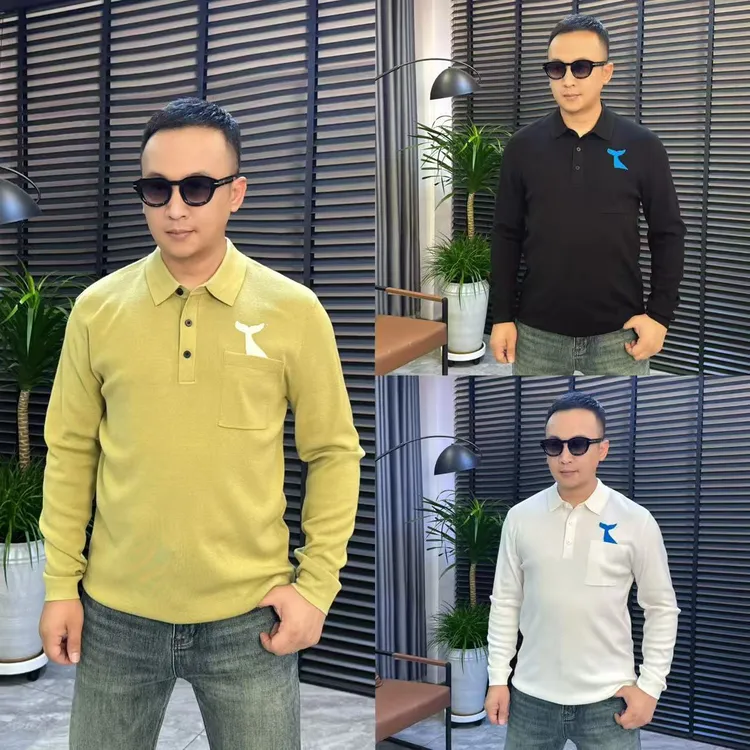 张先生欧货•266121秋冬男士时尚休闲弹力桑蚕丝混纺翻领针织长袖
